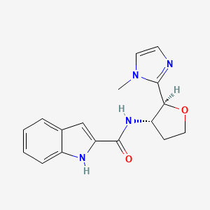 molecular formula C17H18N4O2 B6853587 N-[(2S,3S)-2-(1-methylimidazol-2-yl)oxolan-3-yl]-1H-indole-2-carboxamide 