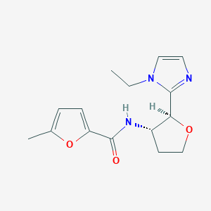 molecular formula C15H19N3O3 B6853595 N-[(2S,3S)-2-(1-ethylimidazol-2-yl)oxolan-3-yl]-5-methylfuran-2-carboxamide 