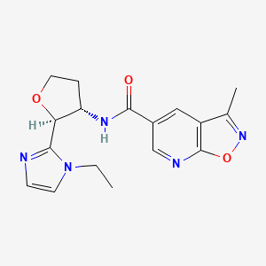 molecular formula C17H19N5O3 B6853605 N-[(2S,3S)-2-(1-ethylimidazol-2-yl)oxolan-3-yl]-3-methyl-[1,2]oxazolo[5,4-b]pyridine-5-carboxamide 