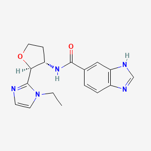 molecular formula C17H19N5O2 B6853632 N-[(2S,3S)-2-(1-ethylimidazol-2-yl)oxolan-3-yl]-3H-benzimidazole-5-carboxamide 