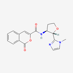 molecular formula C18H17N3O4 B6853639 N-[(2S,3S)-2-(1-methylimidazol-2-yl)oxolan-3-yl]-1-oxoisochromene-3-carboxamide 