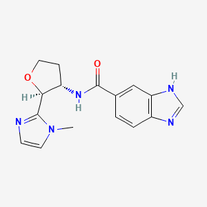 molecular formula C16H17N5O2 B6853654 N-[(2S,3S)-2-(1-methylimidazol-2-yl)oxolan-3-yl]-3H-benzimidazole-5-carboxamide 