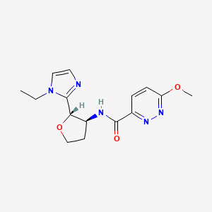 molecular formula C15H19N5O3 B6853741 N-[(2S,3S)-2-(1-ethylimidazol-2-yl)oxolan-3-yl]-6-methoxypyridazine-3-carboxamide 