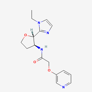 molecular formula C16H20N4O3 B6853758 N-[(2S,3S)-2-(1-ethylimidazol-2-yl)oxolan-3-yl]-2-pyridin-3-yloxyacetamide 