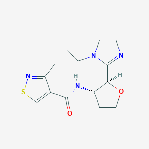 molecular formula C14H18N4O2S B6853764 N-[(2S,3S)-2-(1-ethylimidazol-2-yl)oxolan-3-yl]-3-methyl-1,2-thiazole-4-carboxamide 