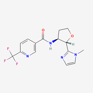 molecular formula C15H15F3N4O2 B6853780 N-[(2S,3S)-2-(1-methylimidazol-2-yl)oxolan-3-yl]-6-(trifluoromethyl)pyridine-3-carboxamide 