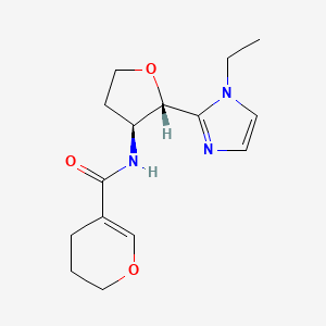 molecular formula C15H21N3O3 B6853826 N-[(2S,3S)-2-(1-ethylimidazol-2-yl)oxolan-3-yl]-3,4-dihydro-2H-pyran-5-carboxamide 