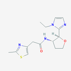 molecular formula C15H20N4O2S B6853831 N-[(2S,3S)-2-(1-ethylimidazol-2-yl)oxolan-3-yl]-2-(2-methyl-1,3-thiazol-4-yl)acetamide 
