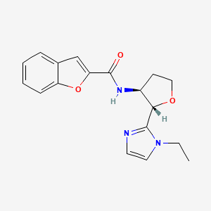 molecular formula C18H19N3O3 B6853834 N-[(2S,3S)-2-(1-ethylimidazol-2-yl)oxolan-3-yl]-1-benzofuran-2-carboxamide 