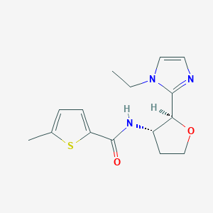 molecular formula C15H19N3O2S B6853846 N-[(2S,3S)-2-(1-ethylimidazol-2-yl)oxolan-3-yl]-5-methylthiophene-2-carboxamide 