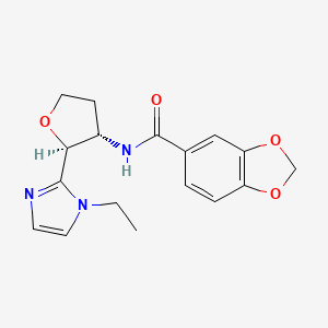 molecular formula C17H19N3O4 B6853865 N-[(2S,3S)-2-(1-ethylimidazol-2-yl)oxolan-3-yl]-1,3-benzodioxole-5-carboxamide 
