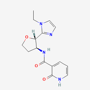 molecular formula C15H18N4O3 B6853881 N-[(2S,3S)-2-(1-ethylimidazol-2-yl)oxolan-3-yl]-2-oxo-1H-pyridine-3-carboxamide 