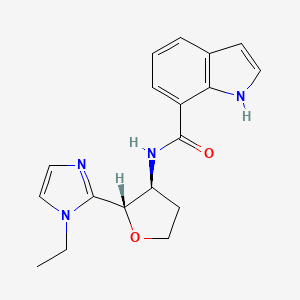 molecular formula C18H20N4O2 B6853889 N-[(2S,3S)-2-(1-ethylimidazol-2-yl)oxolan-3-yl]-1H-indole-7-carboxamide 