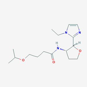 molecular formula C16H27N3O3 B6853905 N-[(2S,3S)-2-(1-ethylimidazol-2-yl)oxolan-3-yl]-4-propan-2-yloxybutanamide 