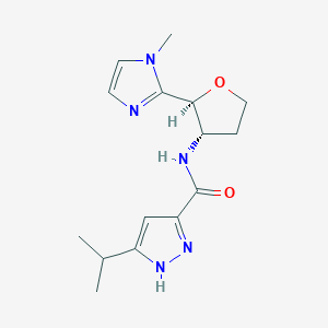 molecular formula C15H21N5O2 B6853927 N-[(2S,3S)-2-(1-methylimidazol-2-yl)oxolan-3-yl]-5-propan-2-yl-1H-pyrazole-3-carboxamide 