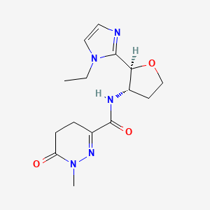 molecular formula C15H21N5O3 B6853972 N-[(2S,3S)-2-(1-ethylimidazol-2-yl)oxolan-3-yl]-1-methyl-6-oxo-4,5-dihydropyridazine-3-carboxamide 