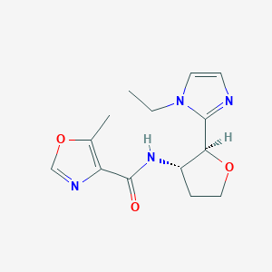 molecular formula C14H18N4O3 B6853976 N-[(2S,3S)-2-(1-ethylimidazol-2-yl)oxolan-3-yl]-5-methyl-1,3-oxazole-4-carboxamide 