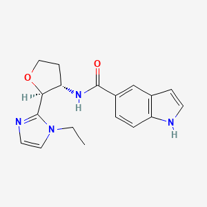 molecular formula C18H20N4O2 B6853982 N-[(2S,3S)-2-(1-ethylimidazol-2-yl)oxolan-3-yl]-1H-indole-5-carboxamide 