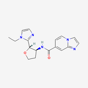 molecular formula C17H19N5O2 B6853993 N-[(2S,3S)-2-(1-ethylimidazol-2-yl)oxolan-3-yl]imidazo[1,2-a]pyridine-7-carboxamide 