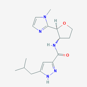 molecular formula C16H23N5O2 B6854010 N-[(2S,3S)-2-(1-methylimidazol-2-yl)oxolan-3-yl]-5-(2-methylpropyl)-1H-pyrazole-3-carboxamide 