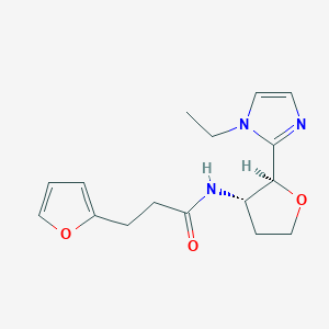 molecular formula C16H21N3O3 B6854030 N-[(2S,3S)-2-(1-ethylimidazol-2-yl)oxolan-3-yl]-3-(furan-2-yl)propanamide 