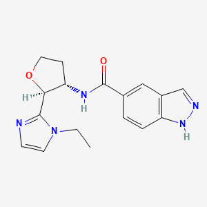 molecular formula C17H19N5O2 B6854037 N-[(2S,3S)-2-(1-ethylimidazol-2-yl)oxolan-3-yl]-1H-indazole-5-carboxamide 