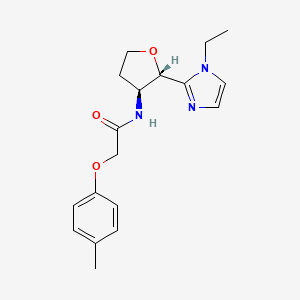 molecular formula C18H23N3O3 B6854041 N-[(2S,3S)-2-(1-ethylimidazol-2-yl)oxolan-3-yl]-2-(4-methylphenoxy)acetamide 