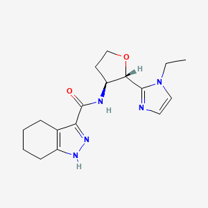 molecular formula C17H23N5O2 B6854096 N-[(2S,3S)-2-(1-ethylimidazol-2-yl)oxolan-3-yl]-4,5,6,7-tetrahydro-1H-indazole-3-carboxamide 