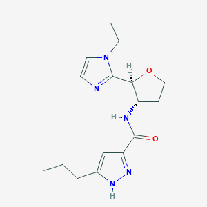 molecular formula C16H23N5O2 B6854103 N-[(2S,3S)-2-(1-ethylimidazol-2-yl)oxolan-3-yl]-5-propyl-1H-pyrazole-3-carboxamide 