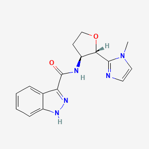 molecular formula C16H17N5O2 B6854117 N-[(2S,3S)-2-(1-methylimidazol-2-yl)oxolan-3-yl]-1H-indazole-3-carboxamide 
