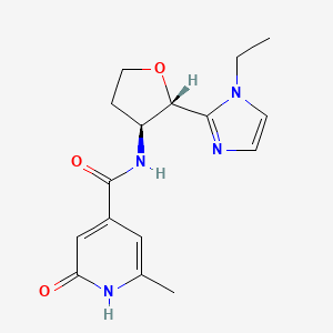 molecular formula C16H20N4O3 B6854134 N-[(2S,3S)-2-(1-ethylimidazol-2-yl)oxolan-3-yl]-2-methyl-6-oxo-1H-pyridine-4-carboxamide 