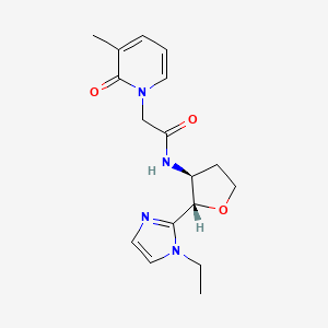 molecular formula C17H22N4O3 B6854151 N-[(2S,3S)-2-(1-ethylimidazol-2-yl)oxolan-3-yl]-2-(3-methyl-2-oxopyridin-1-yl)acetamide 