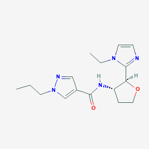 molecular formula C16H23N5O2 B6854157 N-[(2S,3S)-2-(1-ethylimidazol-2-yl)oxolan-3-yl]-1-propylpyrazole-4-carboxamide 