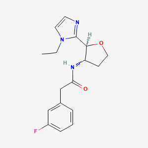 molecular formula C17H20FN3O2 B6854167 N-[(2S,3S)-2-(1-ethylimidazol-2-yl)oxolan-3-yl]-2-(3-fluorophenyl)acetamide 
