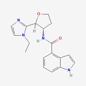 molecular formula C18H20N4O2 B6854183 N-[(2S,3S)-2-(1-ethylimidazol-2-yl)oxolan-3-yl]-1H-indole-4-carboxamide 