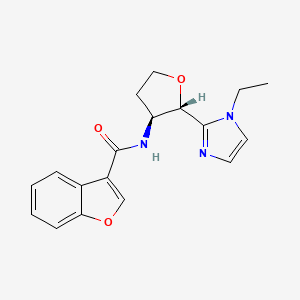 molecular formula C18H19N3O3 B6854201 N-[(2S,3S)-2-(1-ethylimidazol-2-yl)oxolan-3-yl]-1-benzofuran-3-carboxamide 