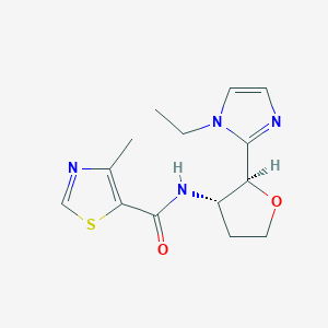 molecular formula C14H18N4O2S B6854204 N-[(2S,3S)-2-(1-ethylimidazol-2-yl)oxolan-3-yl]-4-methyl-1,3-thiazole-5-carboxamide 