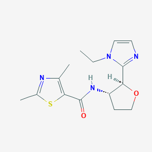 molecular formula C15H20N4O2S B6854217 N-[(2S,3S)-2-(1-ethylimidazol-2-yl)oxolan-3-yl]-2,4-dimethyl-1,3-thiazole-5-carboxamide 