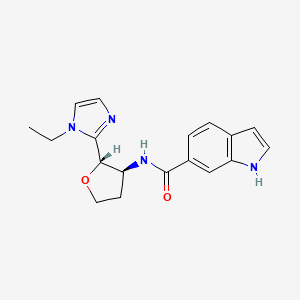 molecular formula C18H20N4O2 B6854222 N-[(2S,3S)-2-(1-ethylimidazol-2-yl)oxolan-3-yl]-1H-indole-6-carboxamide 