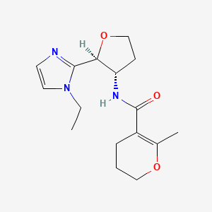 molecular formula C16H23N3O3 B6854272 N-[(2S,3S)-2-(1-ethylimidazol-2-yl)oxolan-3-yl]-6-methyl-3,4-dihydro-2H-pyran-5-carboxamide 
