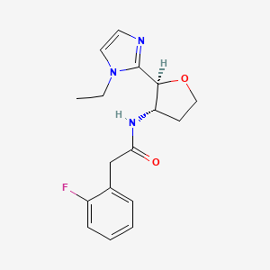 molecular formula C17H20FN3O2 B6854281 N-[(2S,3S)-2-(1-ethylimidazol-2-yl)oxolan-3-yl]-2-(2-fluorophenyl)acetamide 