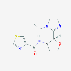 molecular formula C13H16N4O2S B6854290 N-[(2S,3S)-2-(1-ethylimidazol-2-yl)oxolan-3-yl]-1,3-thiazole-4-carboxamide 
