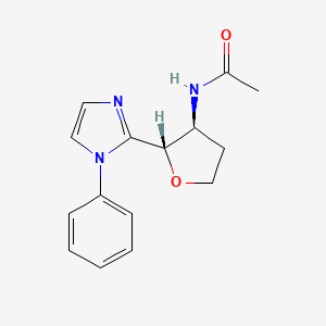 molecular formula C15H17N3O2 B6854318 N-[(2S,3S)-2-(1-phenylimidazol-2-yl)oxolan-3-yl]acetamide 