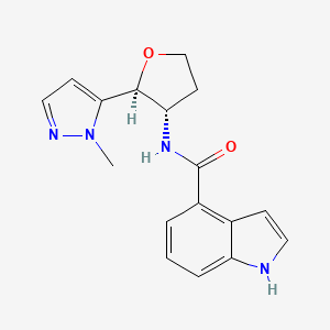 molecular formula C17H18N4O2 B6854330 N-[(2S,3S)-2-(2-methylpyrazol-3-yl)oxolan-3-yl]-1H-indole-4-carboxamide 