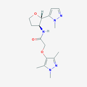 molecular formula C16H23N5O3 B6854344 N-[(2S,3S)-2-(2-methylpyrazol-3-yl)oxolan-3-yl]-2-(1,3,5-trimethylpyrazol-4-yl)oxyacetamide 