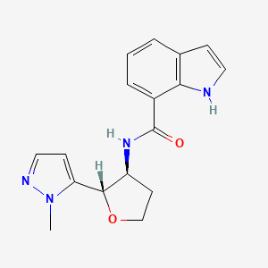 molecular formula C17H18N4O2 B6854393 N-[(2S,3S)-2-(2-methylpyrazol-3-yl)oxolan-3-yl]-1H-indole-7-carboxamide 