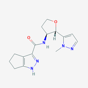molecular formula C15H19N5O2 B6854464 N-[(2S,3S)-2-(2-methylpyrazol-3-yl)oxolan-3-yl]-1,4,5,6-tetrahydrocyclopenta[c]pyrazole-3-carboxamide 