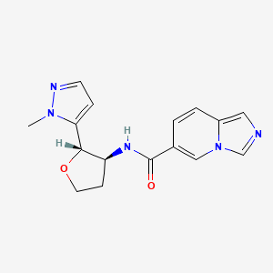 molecular formula C16H17N5O2 B6854496 N-[(2S,3S)-2-(2-methylpyrazol-3-yl)oxolan-3-yl]imidazo[1,5-a]pyridine-6-carboxamide 