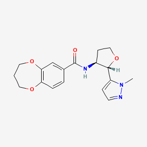 molecular formula C18H21N3O4 B6854499 N-[(2S,3S)-2-(2-methylpyrazol-3-yl)oxolan-3-yl]-3,4-dihydro-2H-1,5-benzodioxepine-7-carboxamide 