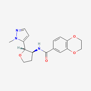 molecular formula C17H19N3O4 B6854522 N-[(2S,3S)-2-(2-methylpyrazol-3-yl)oxolan-3-yl]-2,3-dihydro-1,4-benzodioxine-6-carboxamide 